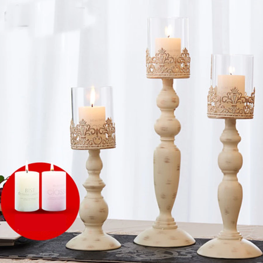 Черный подсвечник в скандинавском стиле большой из металла и стекла ретро