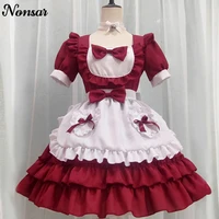 nonsar christmas bowknot puff sleeve princess lolita dress summer apron dresses cosplay costumes platycodon first love new