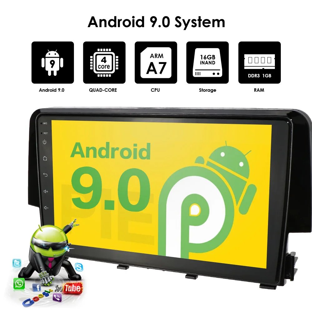 Автомобильный радиоприемник 2din android9.0 автомобильный мультимедийный плеер gps навигация для Honda Civic автомобильный монитор головное устройство usb dvr dvbt