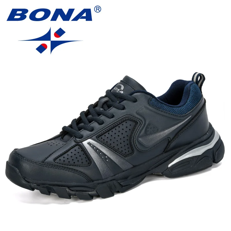 Deep blue silvergray BONA новые дизайнерские стильные кроссовки мужские уличные спортивные туфли Masculino zapatos hombre мужские кроссовки спортивные кроссовки мужские - Цвет: Deep blue silvergray