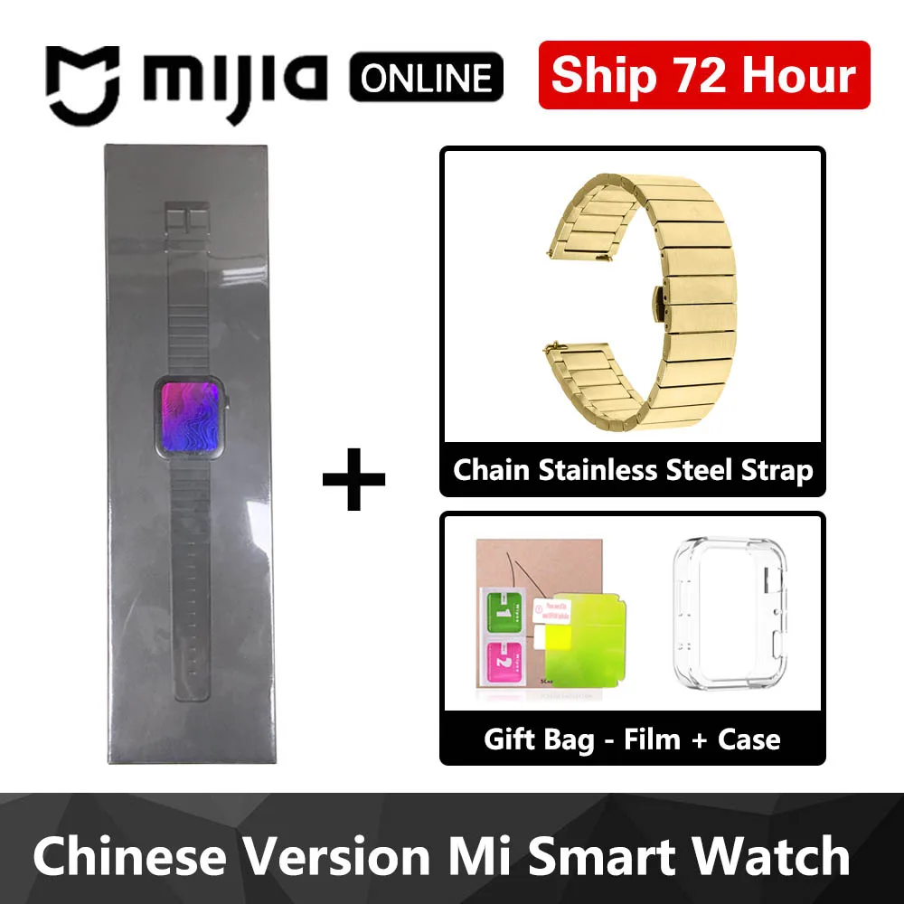Black with Strap Xiaomi Mi Смарт-часы gps NFC wifi ESIM PhoneCall браслет Android наручные часы Спорт Bluetooth фитнес монитор сердечного ритма трекер - Цвет: Black with Strap