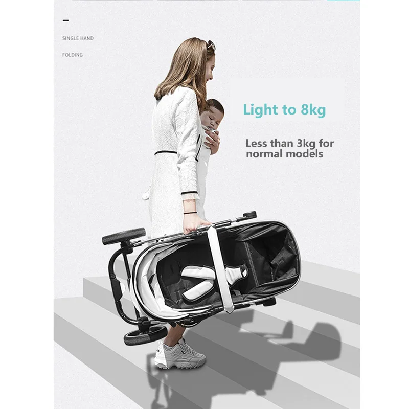 Коляска для новорожденных 2 в 1 с высокой посадкой легко складывается | Мать и