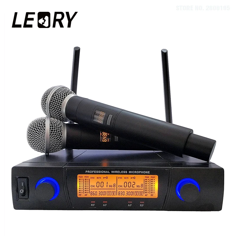 

Беспроводной микрофон UHF, домашняя система караоке, проигрыватель, профессиональный микрофон для пения, конференций, сцены, светодиодный