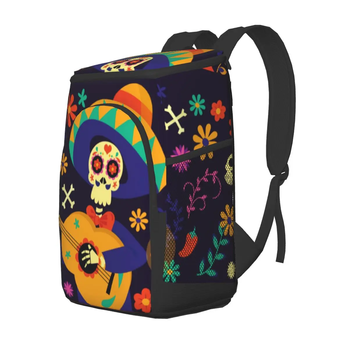 thermal backpack colorful skull dia de muertos waterproof cooler bag large insulated bag picnic cooler backpack refrigerator bag free global shipping