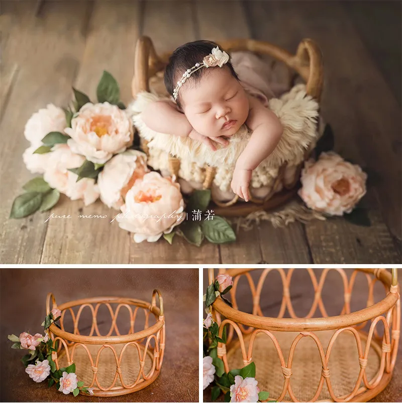 Newborn photography props basin frame container photo studio photo woven basket baby photo auxiliary props shooting