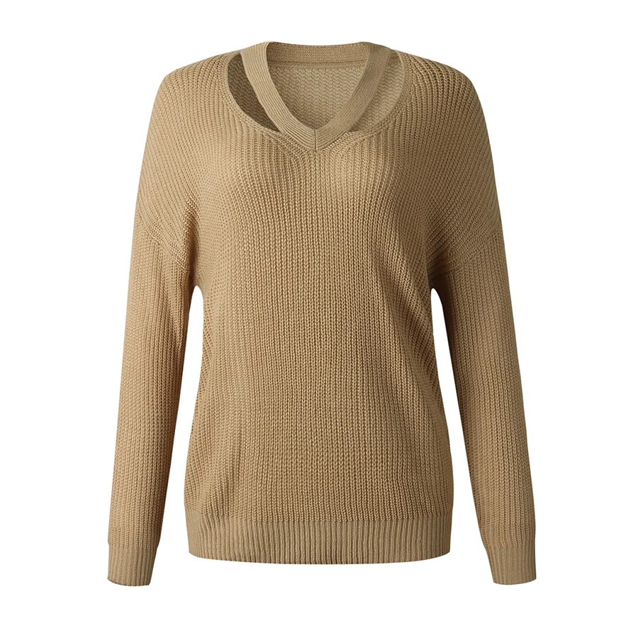 

Loose Autumn Pullover Women 2020 New Korean Elegant Knitted V Neck Sweater Warm Female Pullovers Fashion Solid Long sleeve Tops