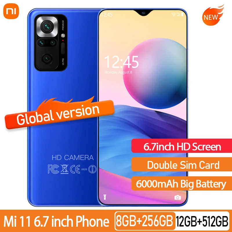 

Global Version Mi11 6.7 Inch Smartphone 6000mAh 16+512GB Android Phone 24+48MP HD Camera Unlocked 5G Cellphone Support Google