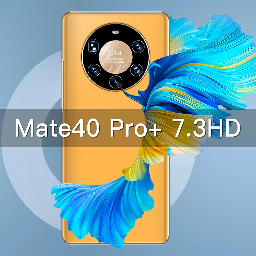 

Mate40 Pro+ 7.3 Inch Smartphone Camera 24+50MP Android 10 12GB+512GB 6000mAh Dual sim dual standby 4G LTE 5G Network Mobilephone
