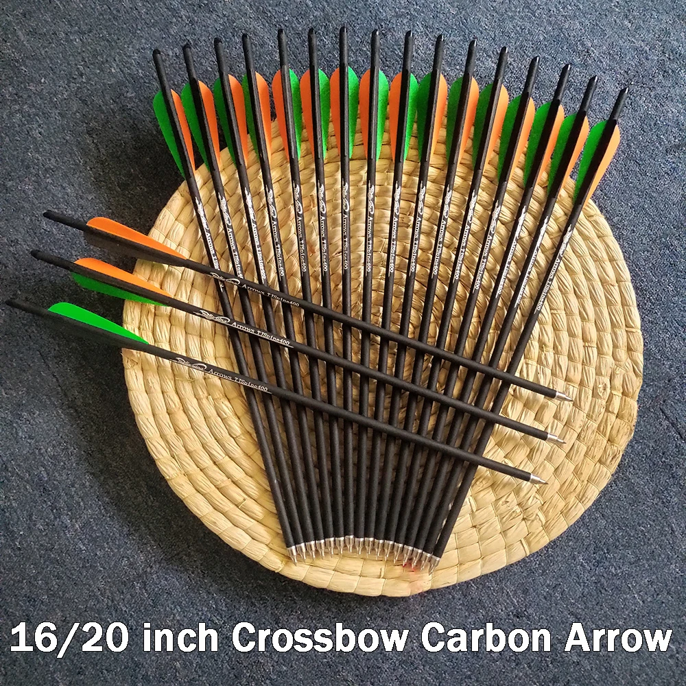16/20 inç Crossbow cıvata karbon oklar 400 omurga OD8.8mm DIY için renkli tüy avcılık okçuluk
