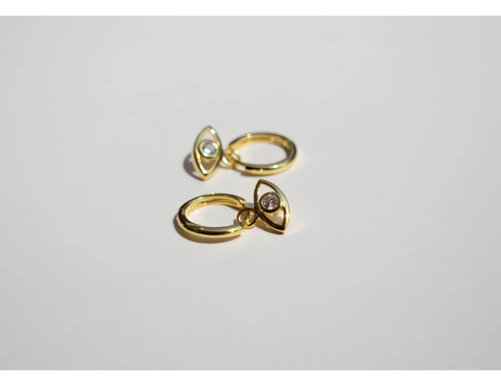 Серьги из стерлингового серебра S925 пробы, модные серьги из циркония с золотым глазом, модные серьги для женщин и девушек, ювелирные изделия для ушей