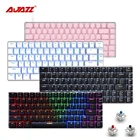 Механические клавиатуры AK33 RGB, белые, розовые клавиши, 82 клавиши, защита от ударов, N-клавиши, переключаемая игровая клавиатура для ноутбука, настольного ПК