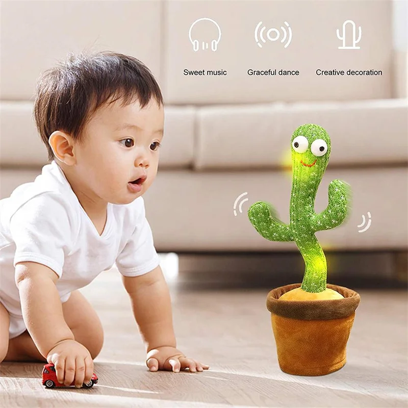 

Cactus Plush Toy Singing 120 English Songs Luminous Recording Learning To Speak Dancing Kids Early Education Toy Home Decoration