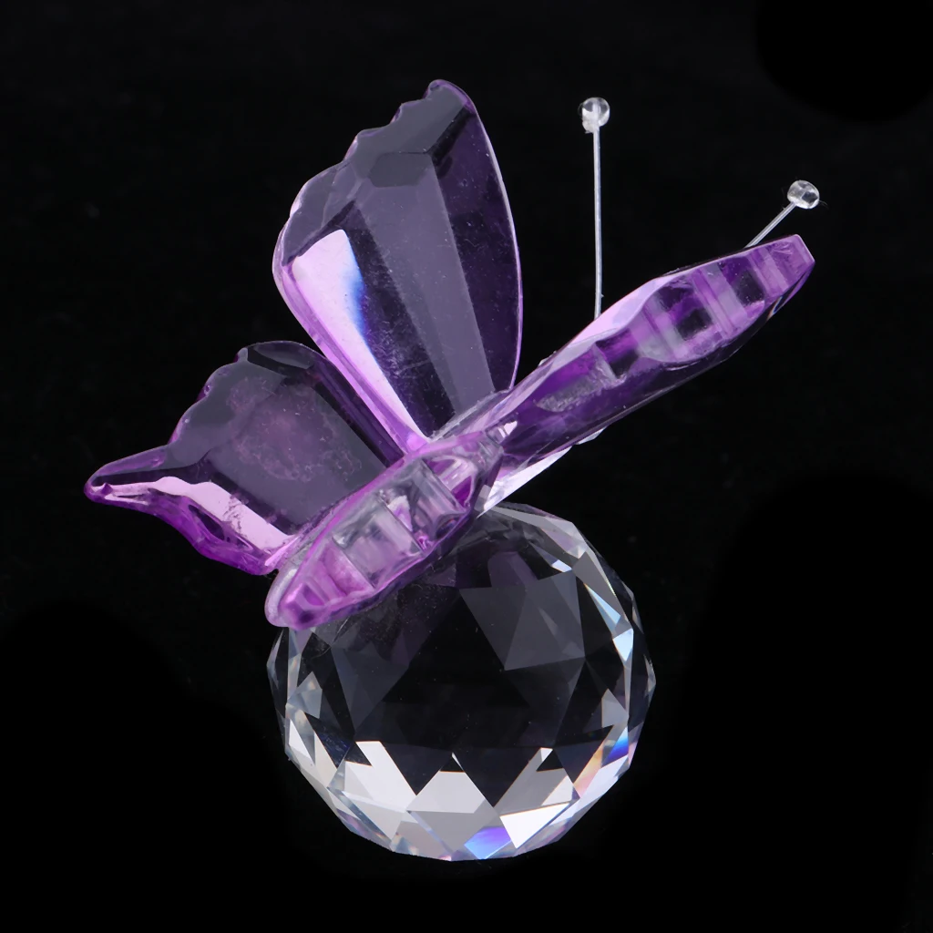 Crystal Flying Butterfly with Ball Base Figurine Cut Glass Ornament Statue | Дом и сад