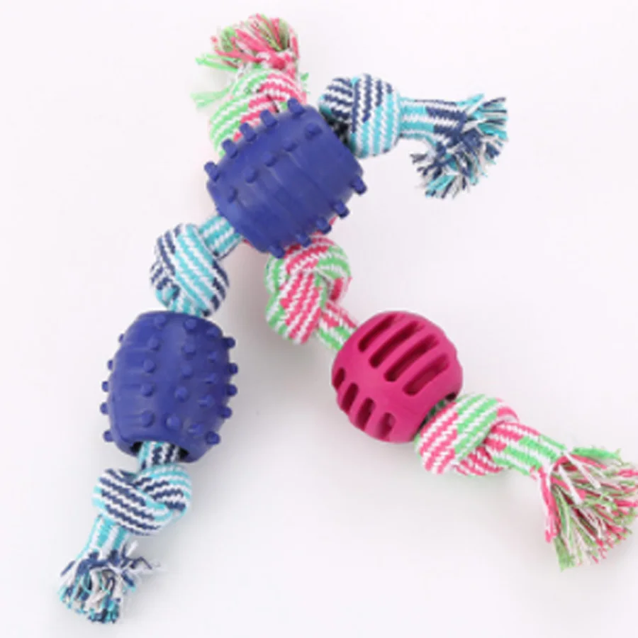 Double knot cotton rope with Ball Dog Toy molars bite resistant toys tooth cleaning pet supplies factoryA898 | Дом и сад