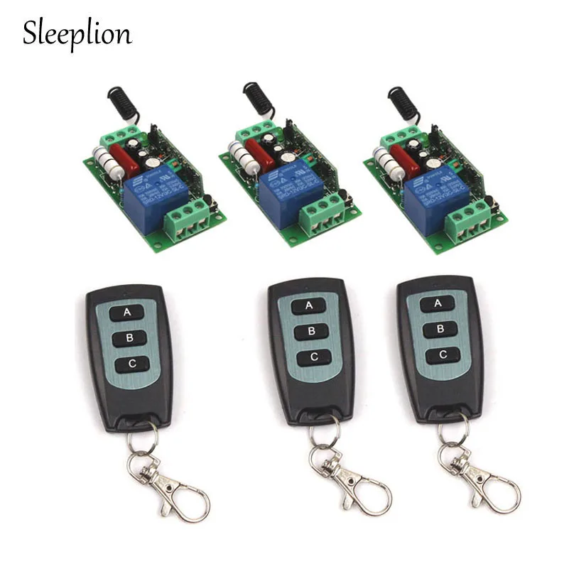 

Sleeplion Family-Sized AC 220V 1CH Channel Wireless RF Waterproof Remote Control 3 3-key Switch Transmitter 3 Receiver Module