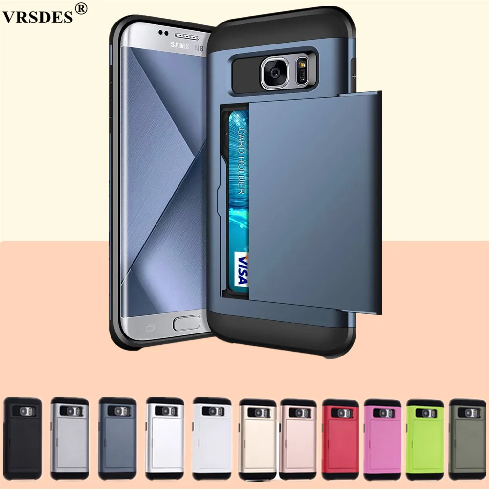 Защитный чехол для карт Samsung Galaxy S7 Edge S6 S5 Note 5 4 слота Plus Funda|Чехлы-портмоне| |