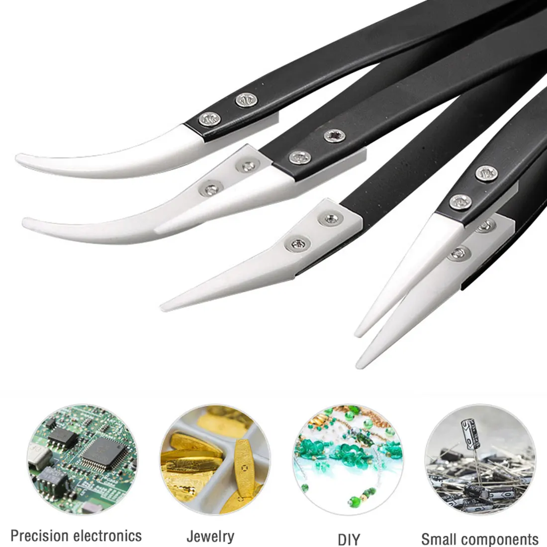 

Precision Ceramic Tweezers High Temperature Resistant Tweezers Insulated Pointed Straight Curved Tip