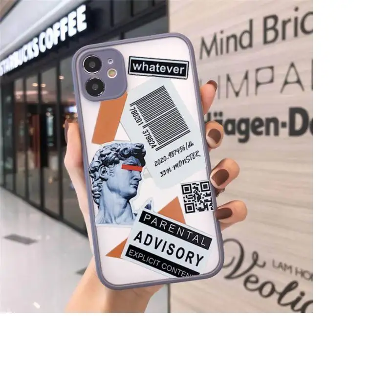 

label Phone Cases Matte Transparent for iPhone 7 8 11 12 s mini pro X XS XR MAX Plus cover funda