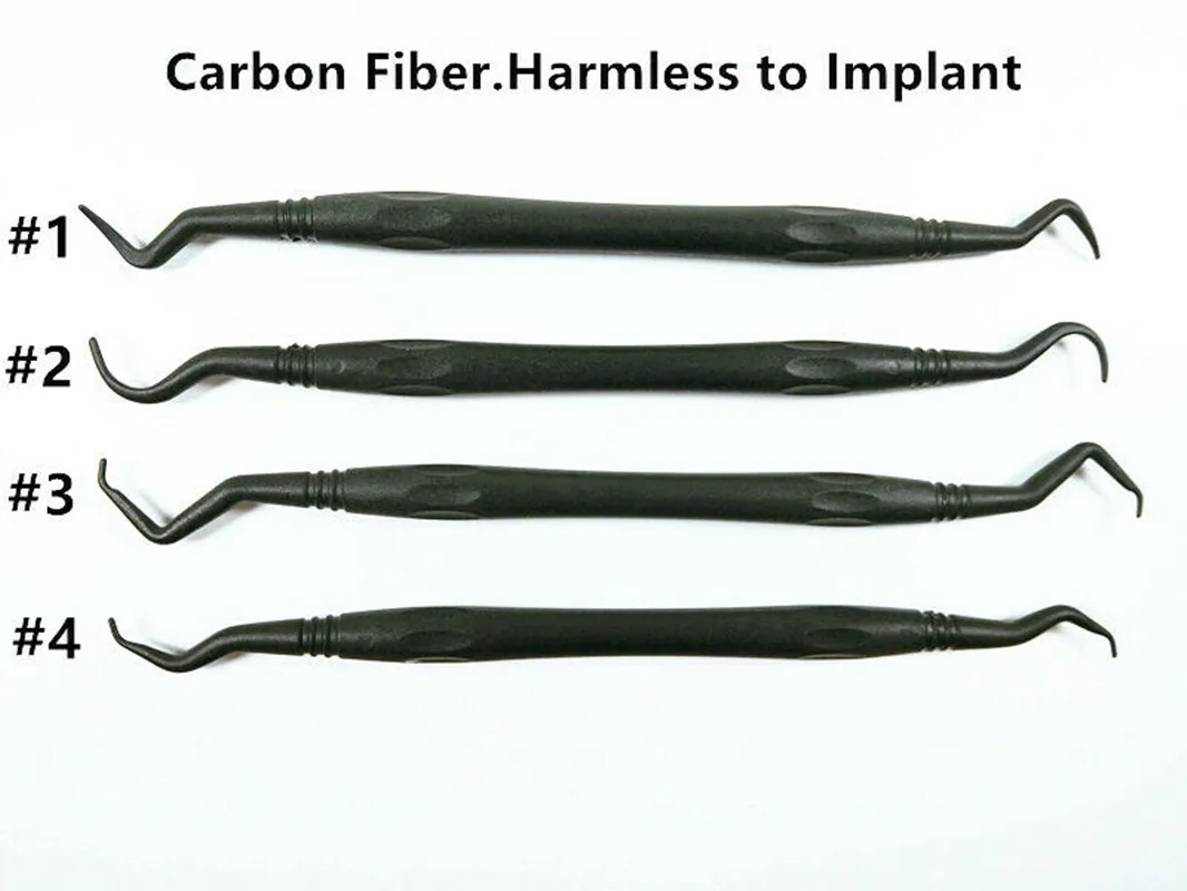 

4Types Dental Carbon Fibre Scaling Scaler Periodental Cleaner No Harm To Implants 134℃ Plasic Black Dentist Lab Materials