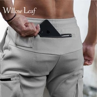 willow leaf 2021 fashion new mens cargo casual solid drawstring multi pocket trousers workout clothes quick dry pants