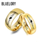 Мужское и женское кольцо Bluelory, обручальное кольцо из нержавеющей стали с гравировкой имени, 8 мм, 6 мм, 4 мм