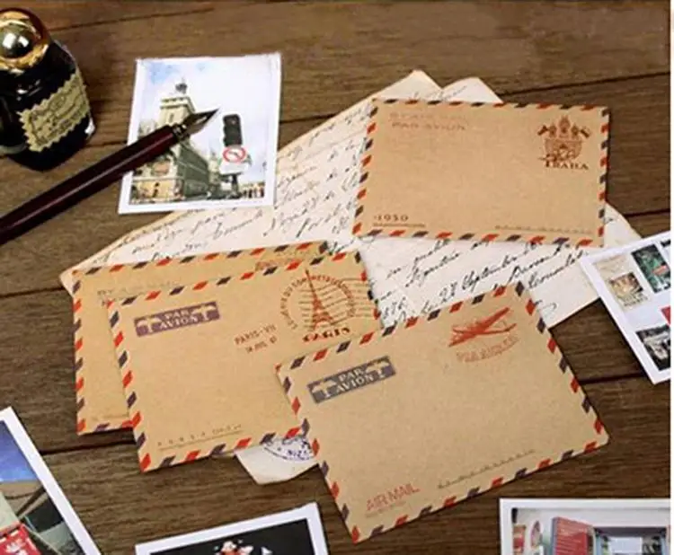 

High quality 10 pcs/lot (one bag) Mini Cute Kawaii Kraft Envelope Vintage Eiffel Tower Paper Letter Korean Stationery
