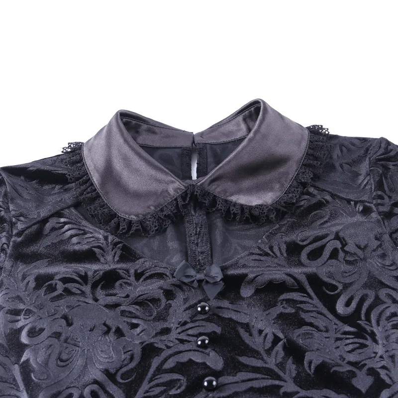 

Helisopus Gothic Black Hollow Out Neck Women Dress Short Sleeve with Lace Patchwork Summer Dress Harajuku Streetwear Partywear