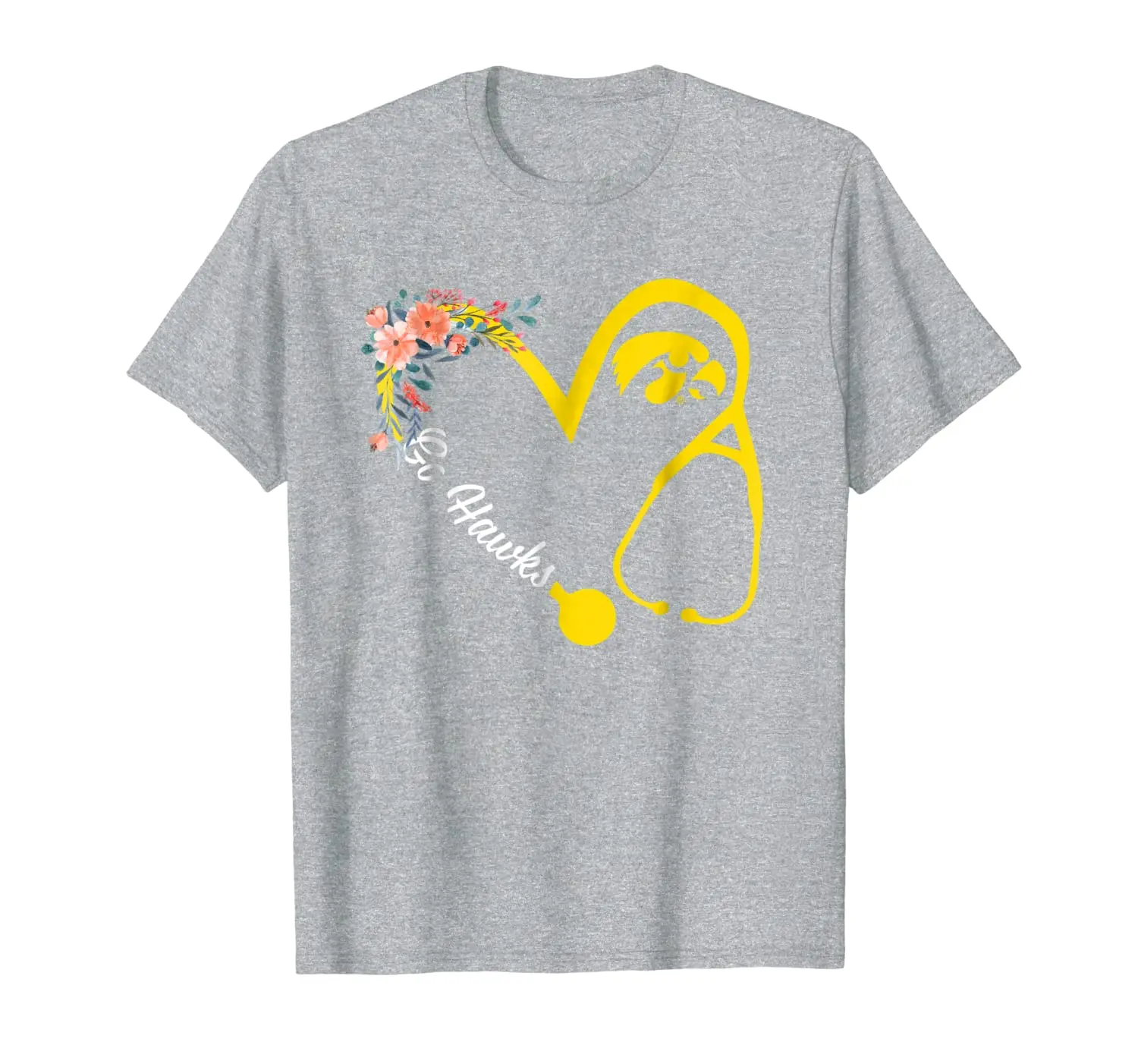 

Iowa Hawkeyes Floral Nurse Stethoscope T-Shirt - Apparel