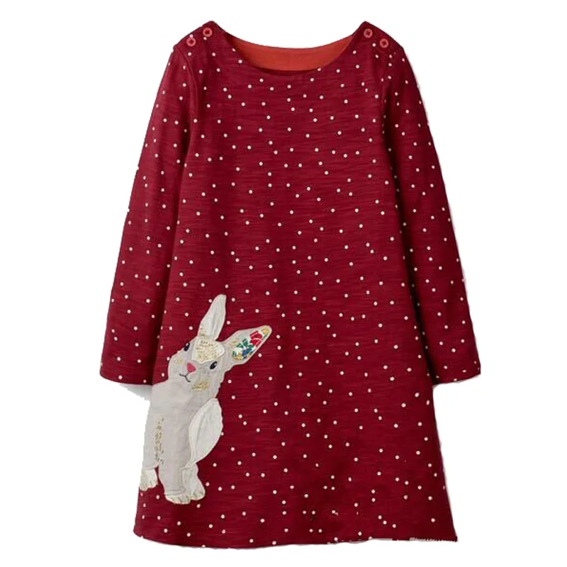 Jumping Meters Girls Unicorn Dress Long Sleeve Princess with Animal Applique Autumn Baby Dresses Kids Clothes 1-6T | Детская одежда и