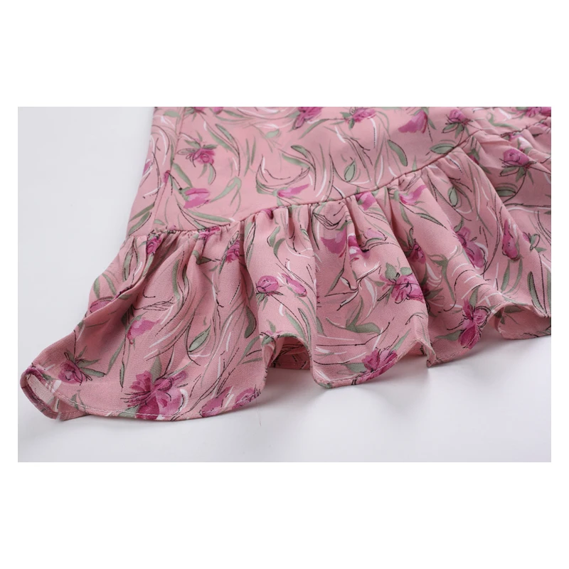 

Nbpm Women 2021 Sweet Fashion With Floral Print Pleated Midi Dress Vintage Elegant Puff Sleeves High Waist Party Chic Spring