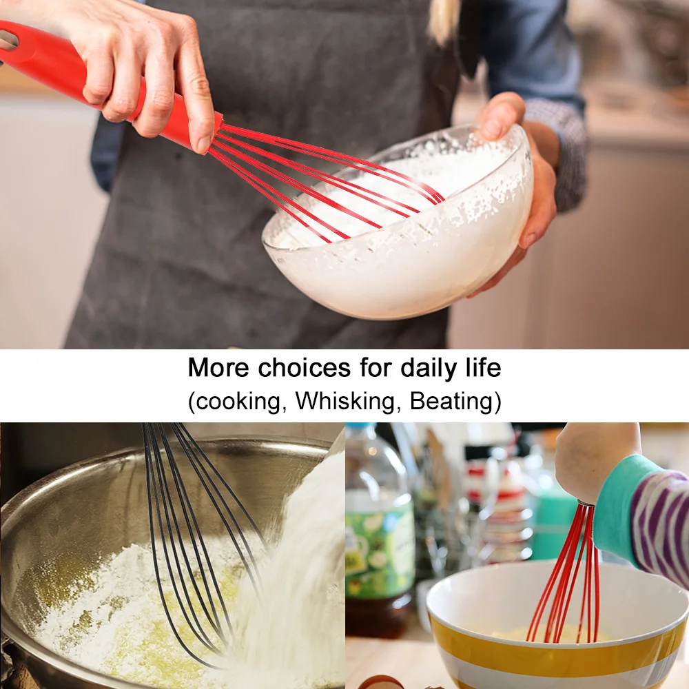 

Manual Silicone Cream Whisk Non-Slip Milk Frother Egg Beater Easy to Clean Cooking Tools Egg Tool Kitchen Accessories