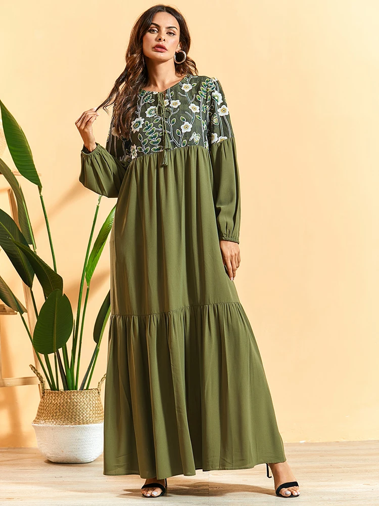 2020 abaya Кафтан Дубай мусульманская модная Женская одежда длинная