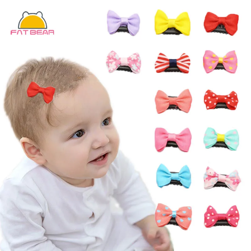 

Mix 10Pcs/lot Bow Baby Girls Hair pins Mini BB Print Strip Knot Ribbon Multi Cute Cartoon Hair Clips For Girls Baby Accessories
