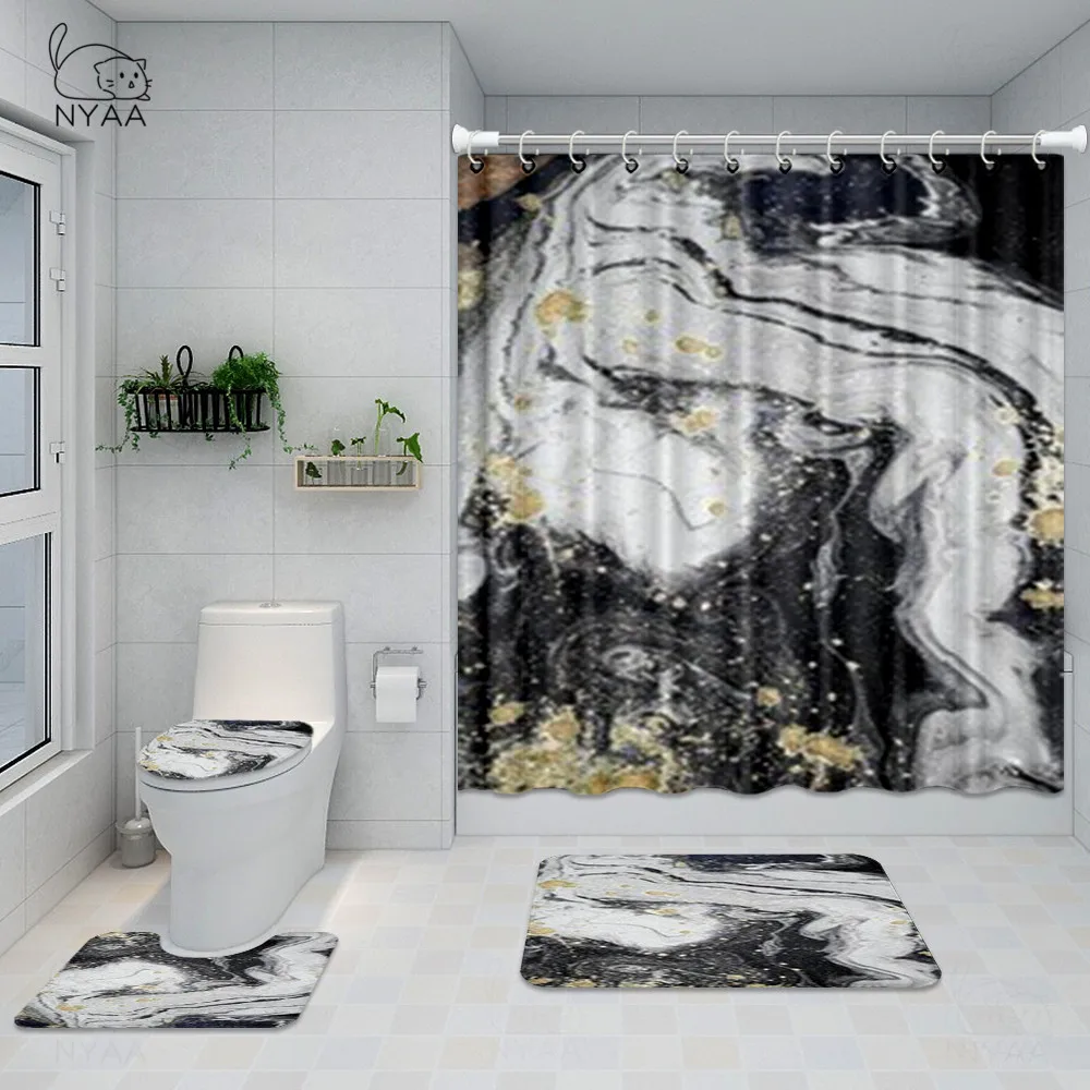 Набор из 4 шт. водонепроницаемые занавески для ванной и унитаза с жидким