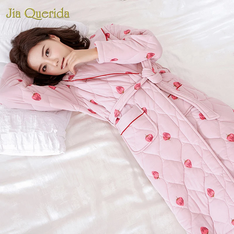 Женские халаты с принтом клубники розовое нижнее белье женский халат зимняя