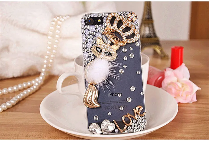Роскошный Блестящий Мягкий чехол со стразами короной и лисой для телефона Samsung S6