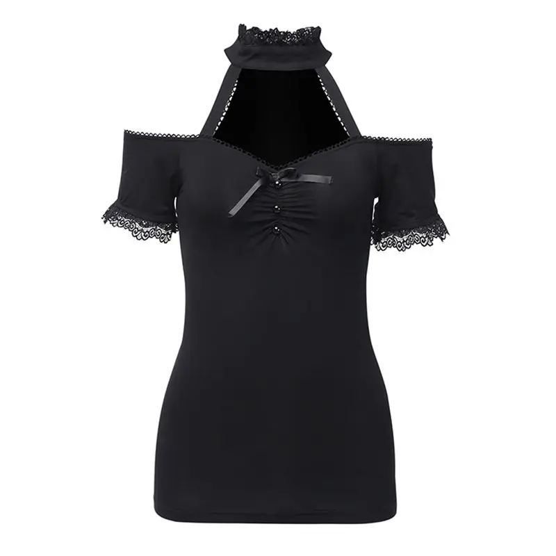 Летние элегантные готические шикарные сексуальные Клубные футболки для женщин