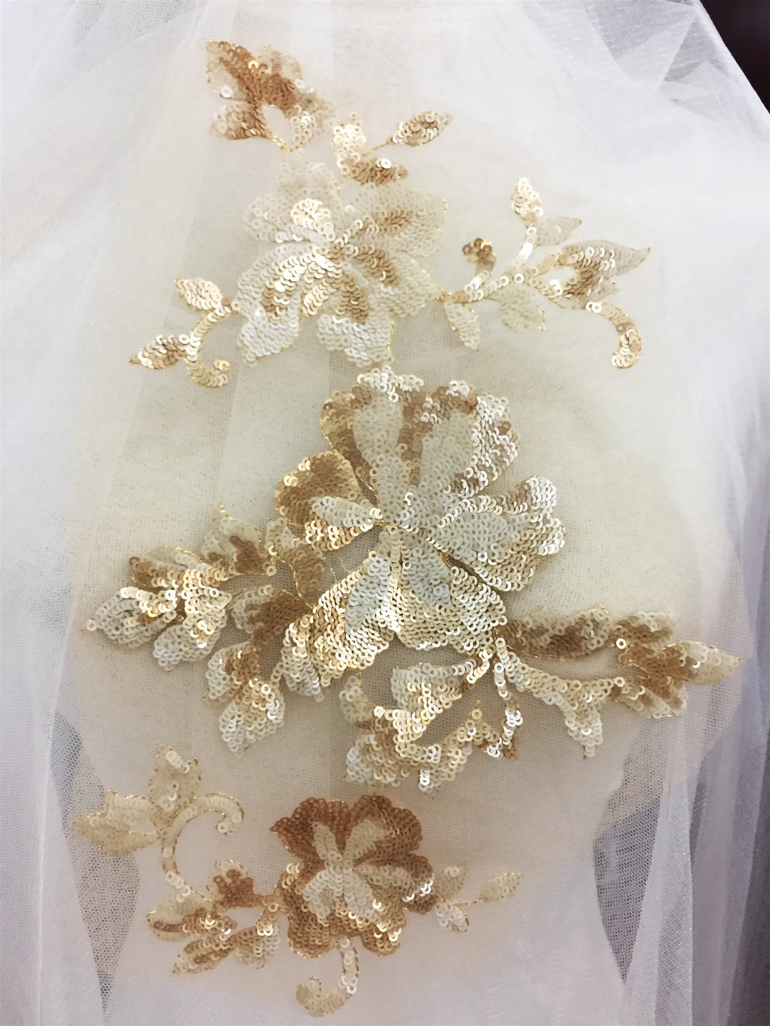 Light gold 6 шт./лот блестки вышитые кружевные цветы свадебные материалы ручной работы одежда, украшения, подиум, сценическое исполнение 2619 - Цвет: Light gold