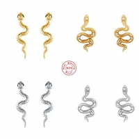aide 925 sterling silver cz crystal mosaic vivid twist snake stud earrings for women piercing ohrringe pendiente fine jewel gift