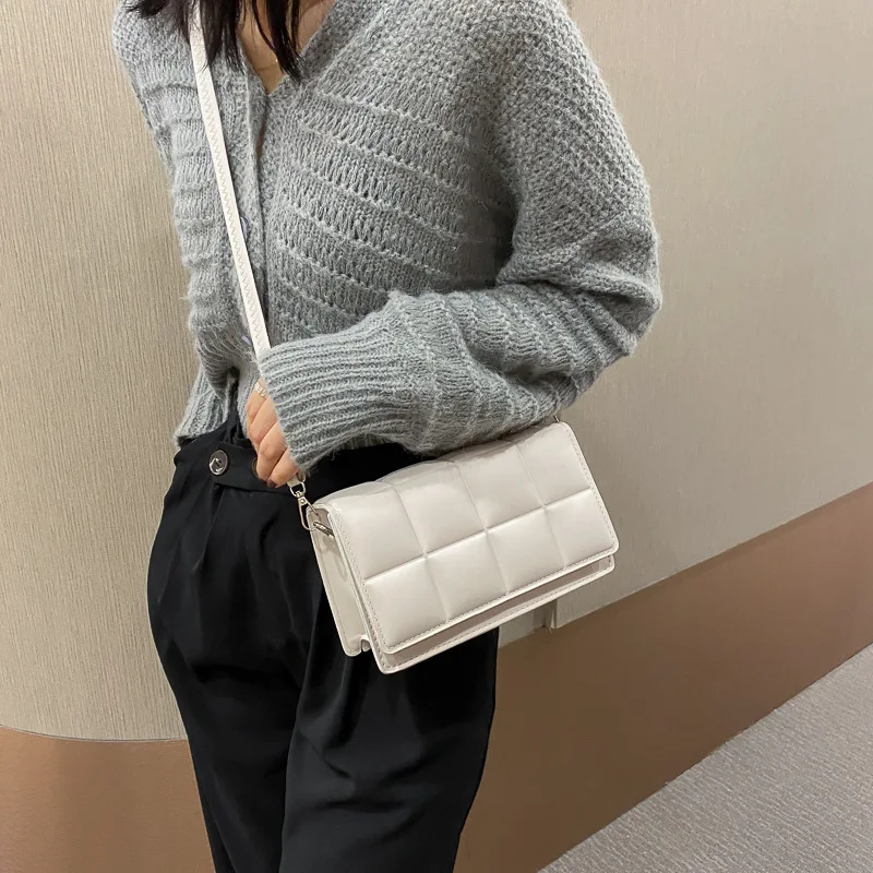 

Luxury Women's Bag Ladies Bags Net Red Plaid Bag Women's 2021 New Elegant Trendy Shoulder Indentation Crossbody Small Square Bag