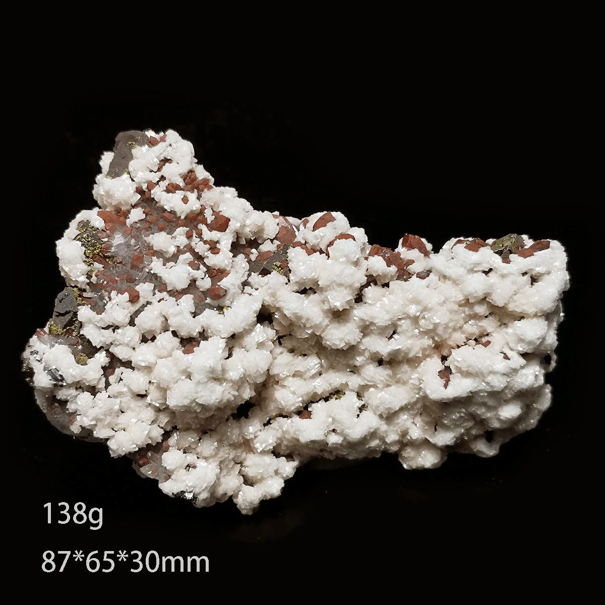 

Образец природного Красного кварца, розового доломита, пирита, минерального хрусталя, 138, B6-3, из Цзянси, Китай