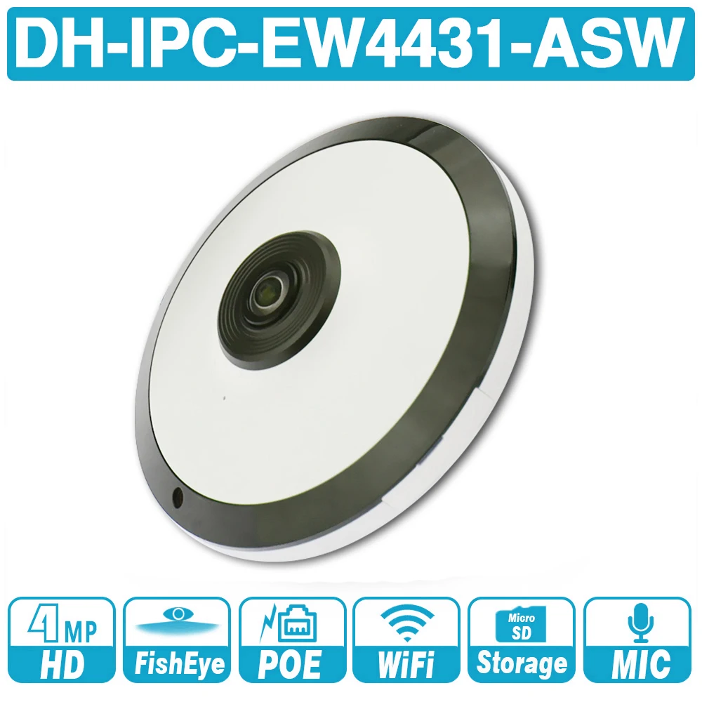DH IPC EW4431 ASW 4MP панорама POE WIFI 360 рыбий глаз IP камера Встроенный микрофон слот для sd