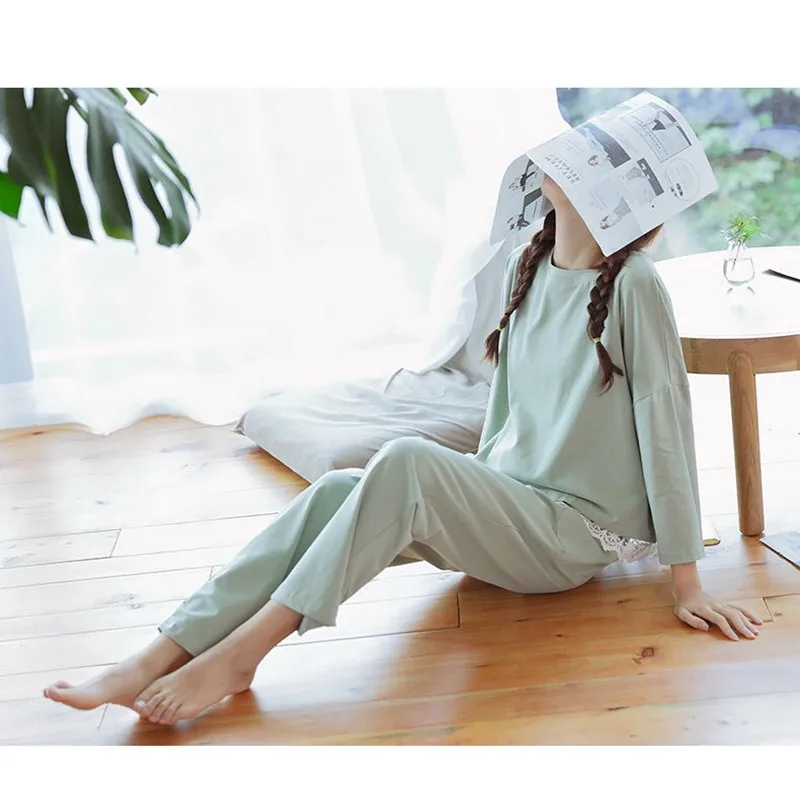 

Autumn Women's Pajamas Long Sleeve With Long Trousers Nightwear Home Clothes For Women Sleepwear For Women