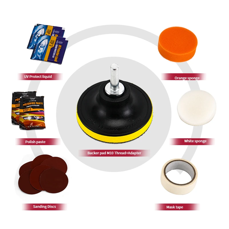 

LUDUO DIY Headlight Restoration Polishing Kits Headlamp Clean Paste Systems Car Care Wash Head Lamps Brightener Refurbish Repair