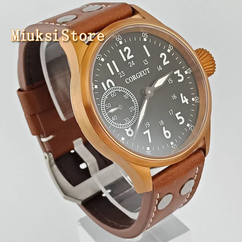 Часы мужские механические с бронзовым покрытием и сапфировым стеклом 43 мм -