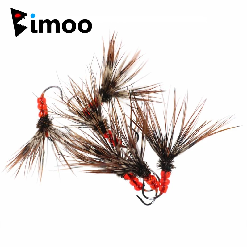 Bimoo 6 шт. #12 красно зеленые Тенкара рыболовные мушки с пластиковой капельницей