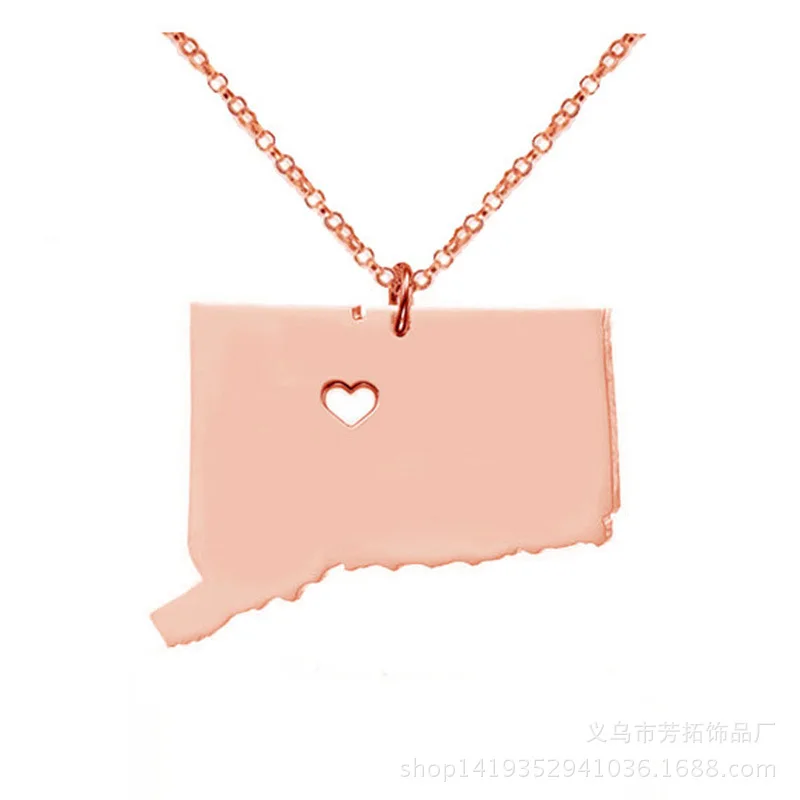 

Popular In Europe And The United States, Stainless Steel Map Of The State Of Connecticut Pendant Necklace
