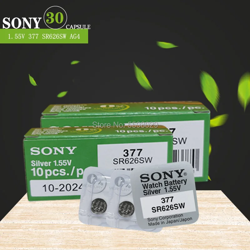 30 шт. новая упаковка с одним зерном для SONY Оригинал 377 SR626SW 626 SR626 V377 AG4 часы батарея