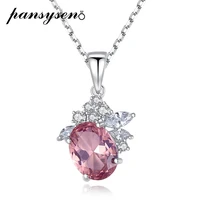 pansysen romantic oval morganite chain necklace real 925 sterling silver pendant necklaces engagement fine jewelry drop shipping