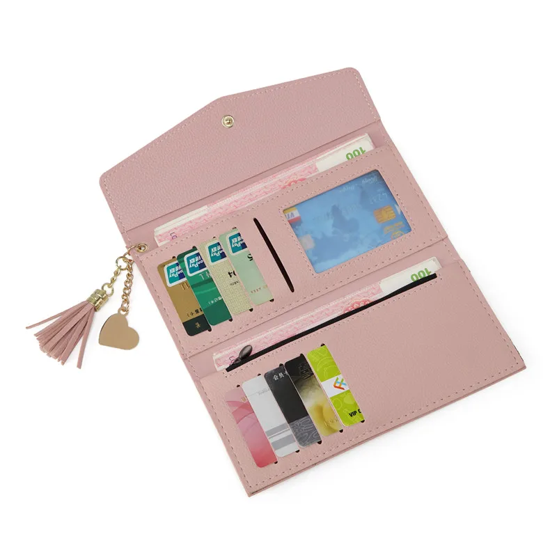 Модный длинный кошелек с подвеской в виде сердца женские кошельки из